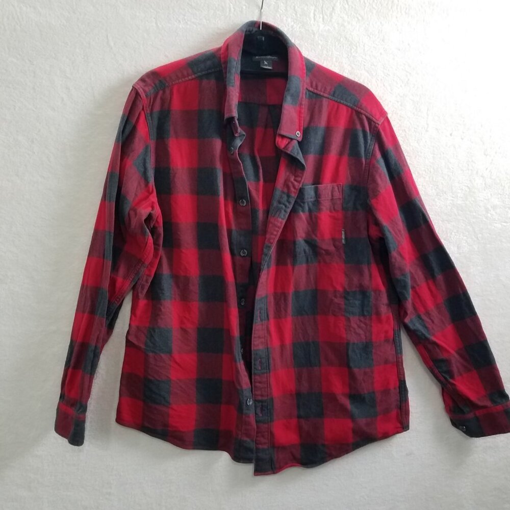 Eddie Bauer Classic Buffalo Plaid Flannel Long Sleeve Button Shirt Mens L Red